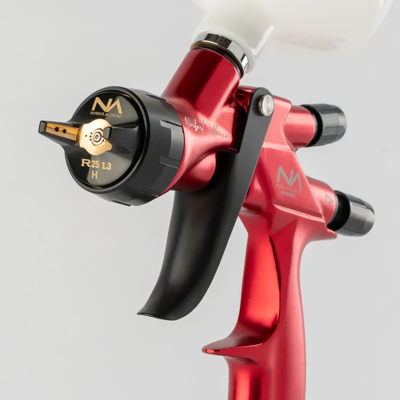 Pistola R25Norber Alonso NA CSC Hibrida RED EDITION PRO, pistola de pintura profesional de alta gama para carroceria, perfecta para el taller.